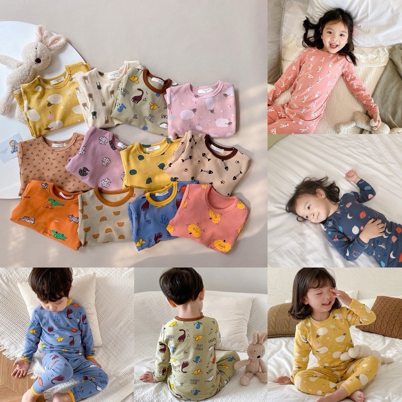 Bộ ngủ Ambb Kid dài tay thu đông cho bé gái/ bé trai DMINT - Quần áo thu đông mẫu mới