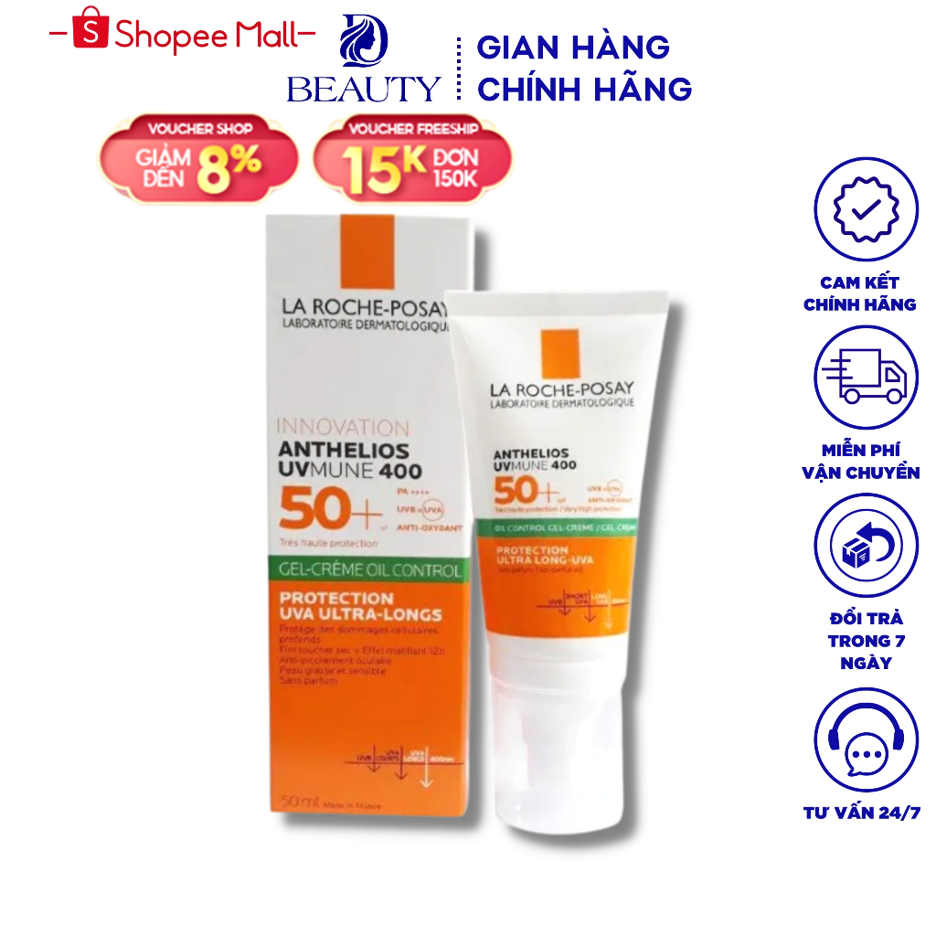 Kem Chống Nắng La Roche Posay Anthelios Anti-Shine Dry Touch Gel Cream SPF 50+ UVB & UVA 50ml