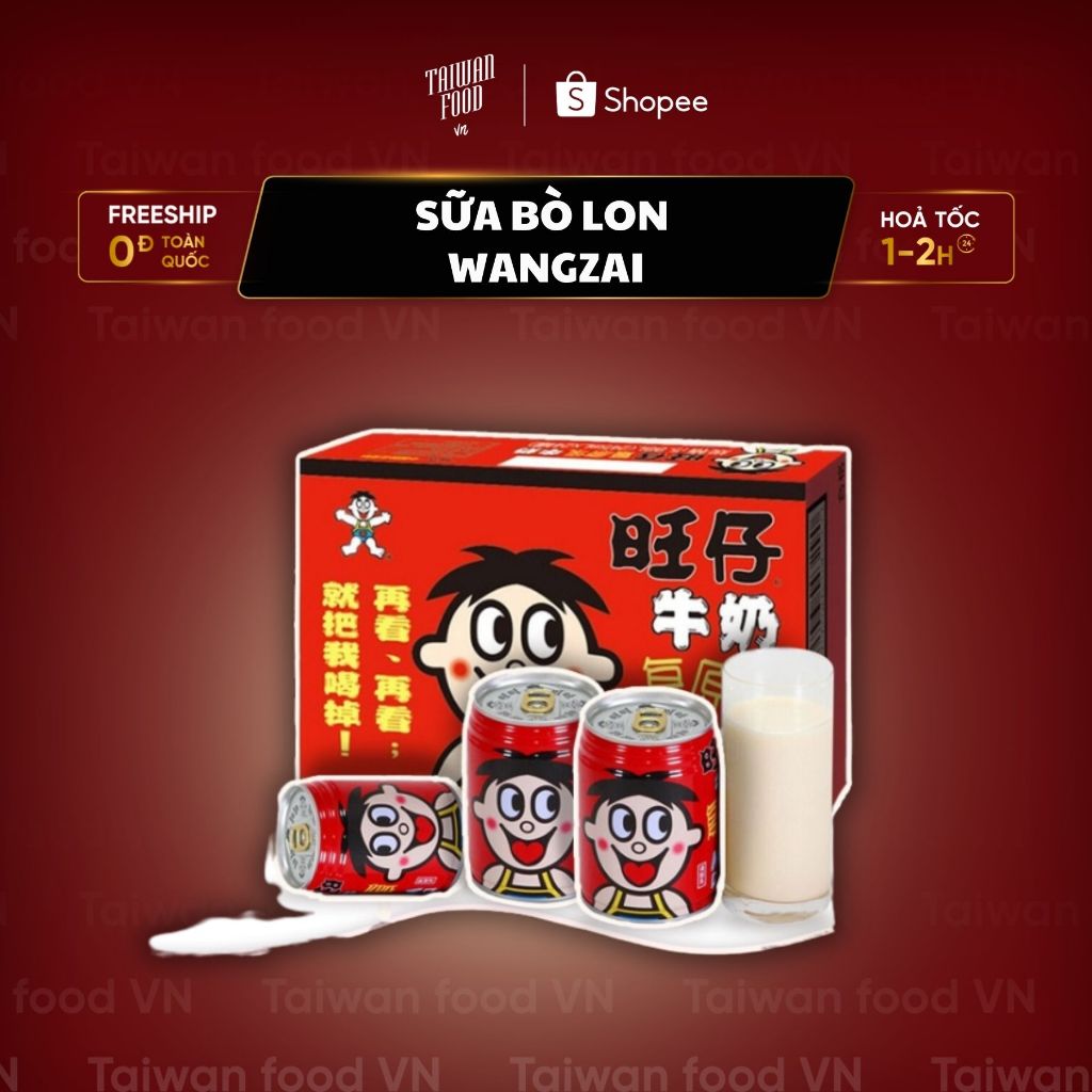 SỮA BÒ ĐÓNG LON WANGZAI { TAIWAN FOOD VN } ĐỒ ĂN VẶT TRUNG