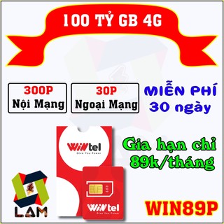 Sim 4g wintel win89p tỷ gb không giới hạn data, nghe gọi miễn phí, miễn phí tháng đầu