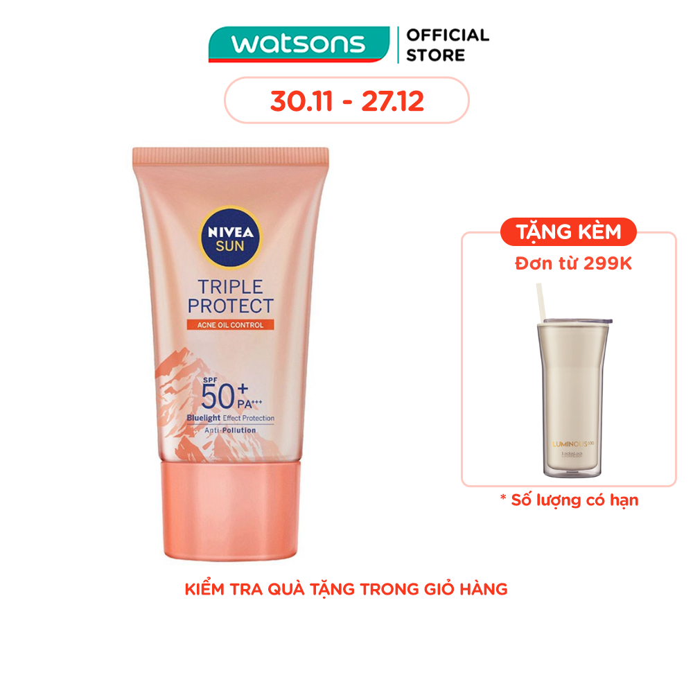 Kem Chống Nắng Nivea Himalayan Salt Acne Oil Control Dưỡng Da Kiểm Soát Nhờn SPF50+ PA+++ 40ml