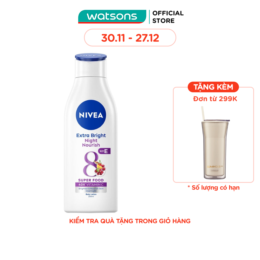 Sữa Dưỡng Thể Nivea Dưỡng Trắng Ban Đêm 200ml