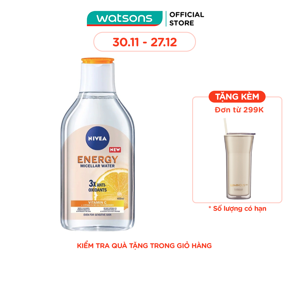 Nước Tẩy Trang Nivea Energy VITC Dưỡng Sáng Và Chống Oxy Hóa 400ml