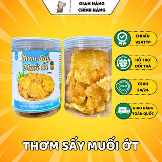 Thơm sấy dẻo muối ớt - lon 300g - đồ ăn vặt