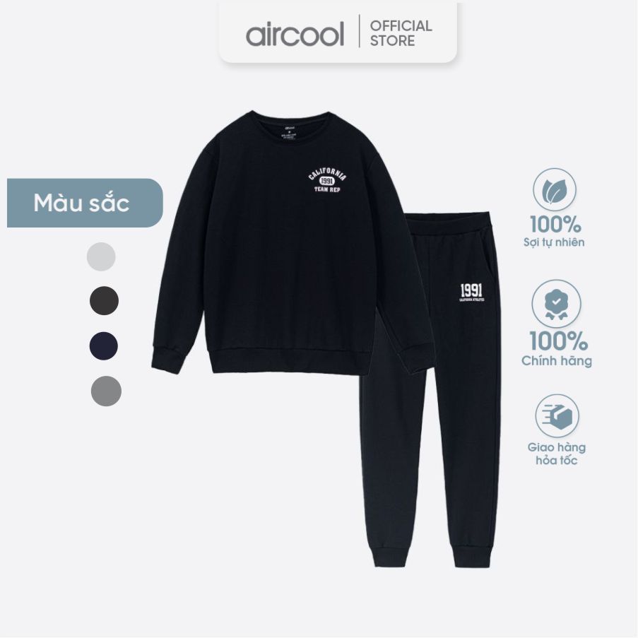 Bộ nỉ cho bé trai bé gái Aircool cotton mềm ấm dáng thể thao