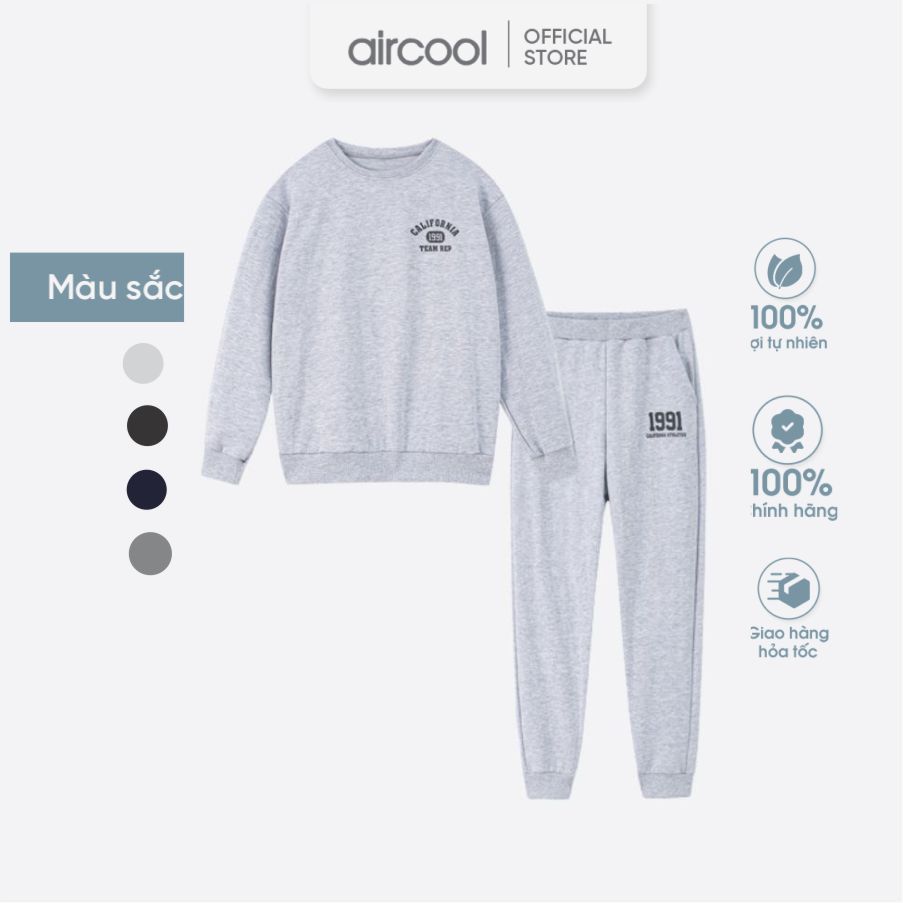 Bộ nỉ bé trai Aircool Cotton da cá vừa mềm vừa ấm