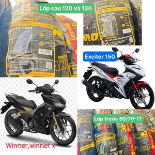 Lốp winner ,winner x,exciter 150 trước sau chính hãng caosumina 80/90-17 và 120/70-17 và 130/70-17
