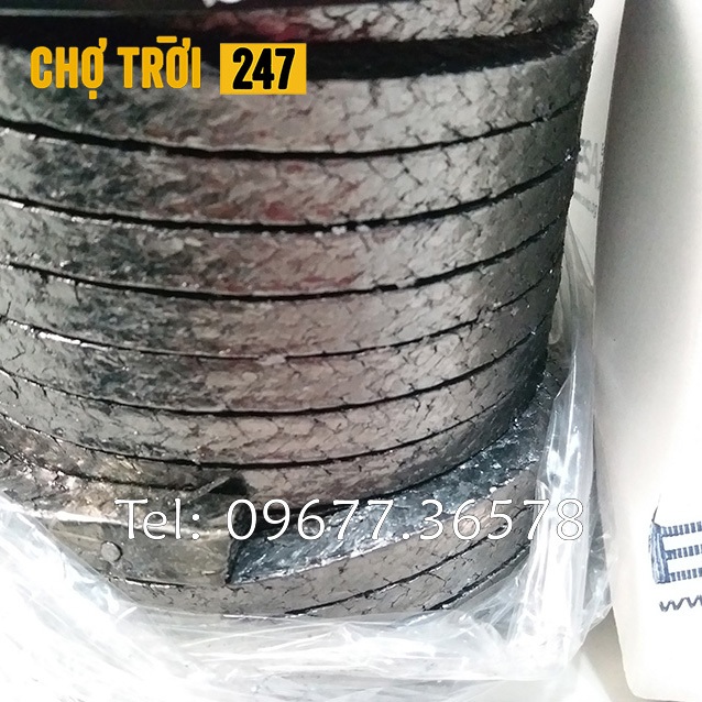 Dây amiang chèn teflon tẩm chì, đen chịu nhiệt độ cao Làm kín trục trong máy bơm