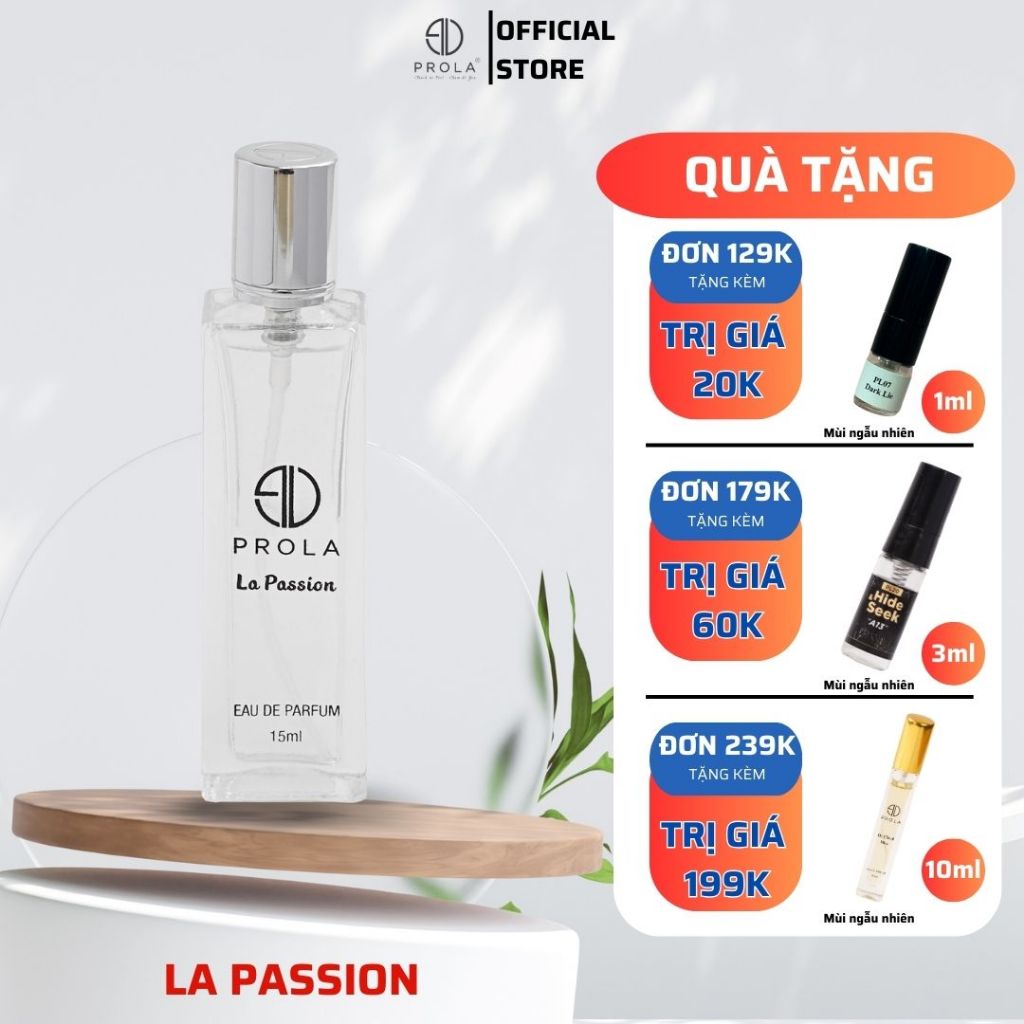 Nước Hoa Nữ PROLA La Passion Mùi Hương Nhẹ Nhàng, Tinh Tế, Phong Cách Trẻ Trung, Gợi Cảm, Cá Tính PL09 - Dạng Xịt 15ml