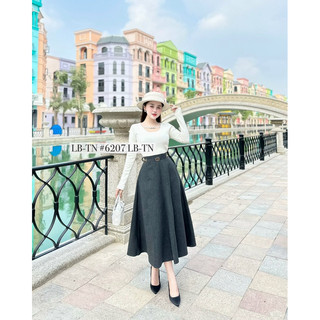 Chân váy dạ dáng xoè đai CD dài 80cm