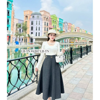 Chân váy dạ dáng xoè đai CD dài 80cm