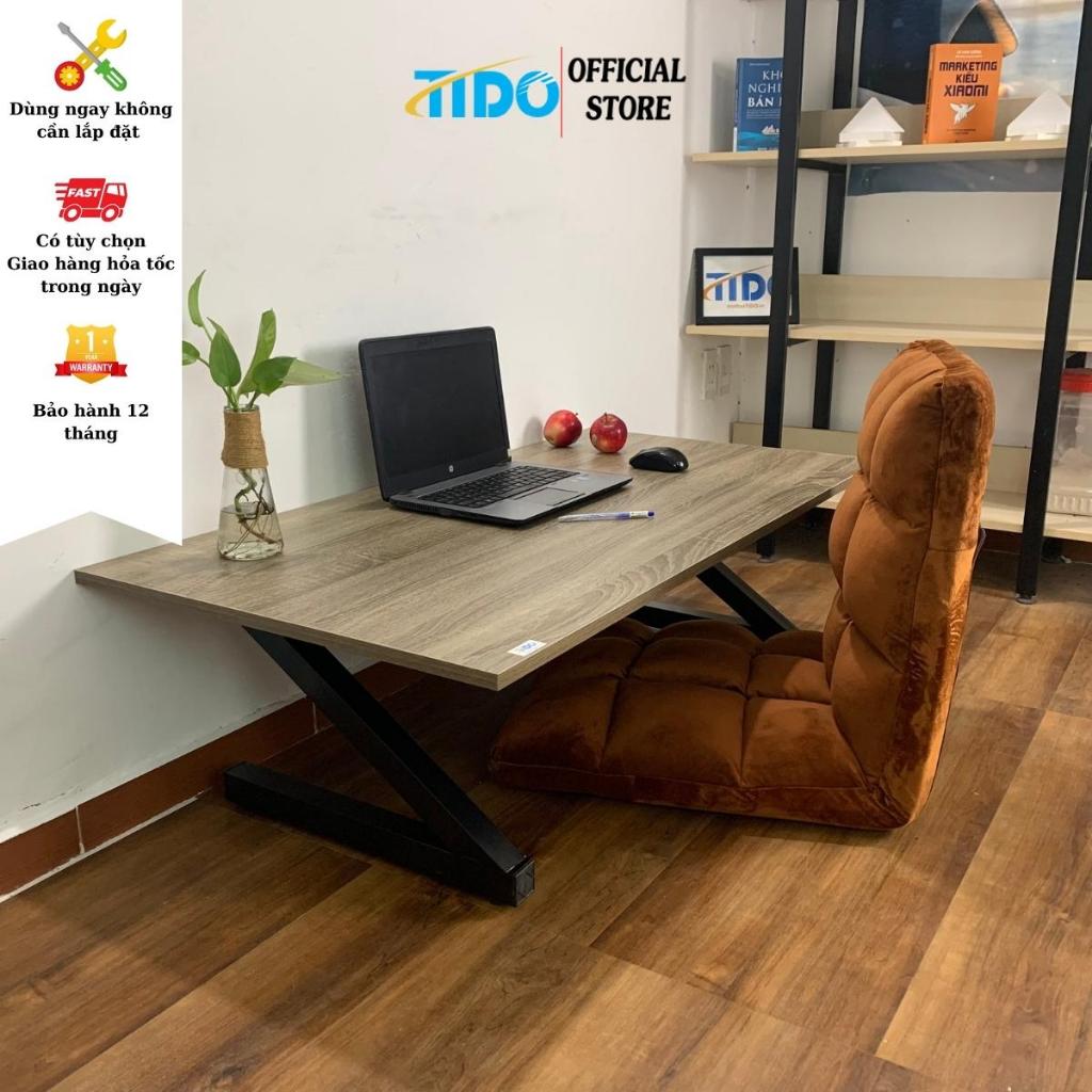 Bộ bàn làm việc ngồi bệt chữ Z + ghế bệt TIDO TI-BBBCZ - Chân sắt chữ Z độc đáo, gấp gọn - 3 kích cỡ 80, 100, 120 Cm.