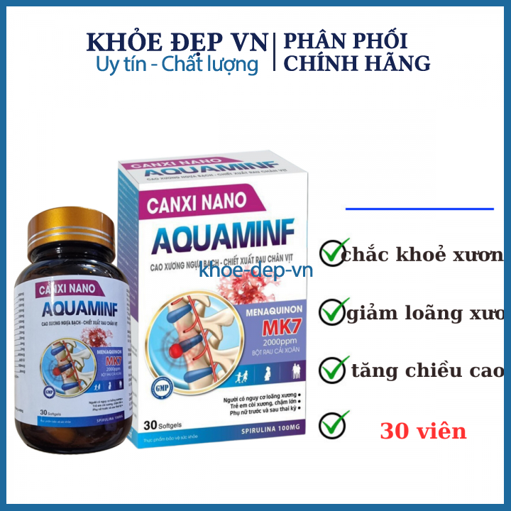 Viên uống canxi nano aquamin F cho người loãng xương , trẻ em còi xương, chậm lớn , giúp bổ sung canxi – hộp 30 viên