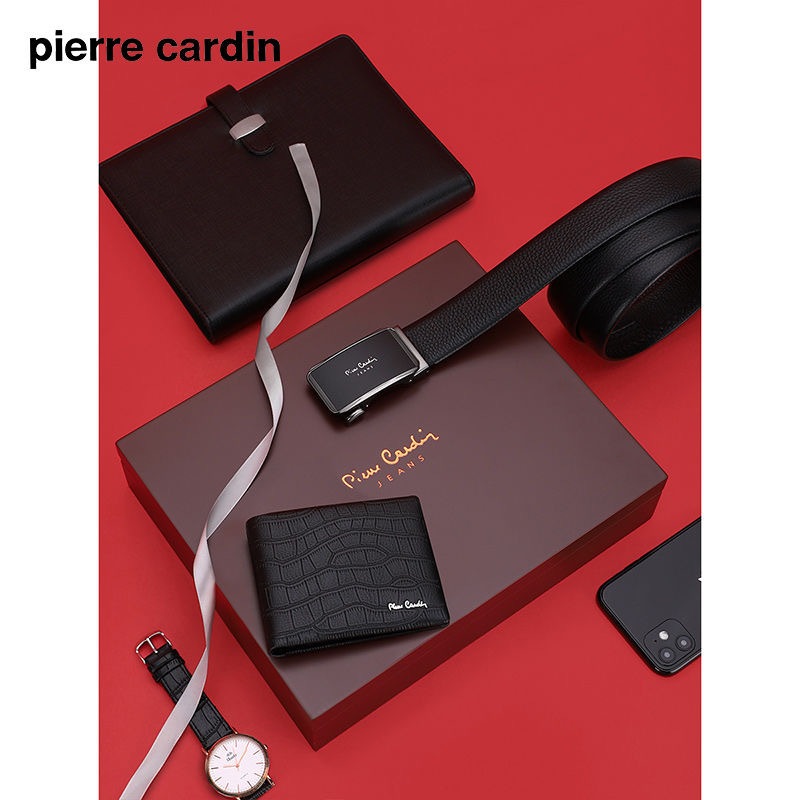 Combo ví da và thắt lưng Pierre Cardin cao cấp hộp gỗ săn sale hãng BLACK FRIDAY
