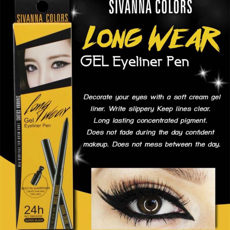 Chì Kẻ Mắt Sivanna Colors Long Wear Màu Đen 0.5gLong Wear Gel Eyeliner Pen - Black