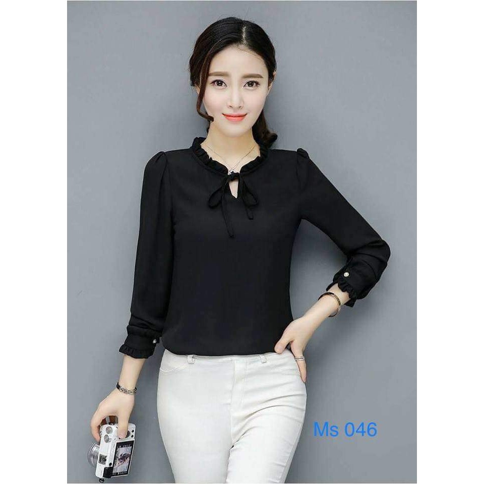 Áo kiểu nữ lụa cổ bèo ,áo lụa cao cấp, áo sơ mi nữ công sở fom chuẩn đẹp A4434 đủ size 40-90kg