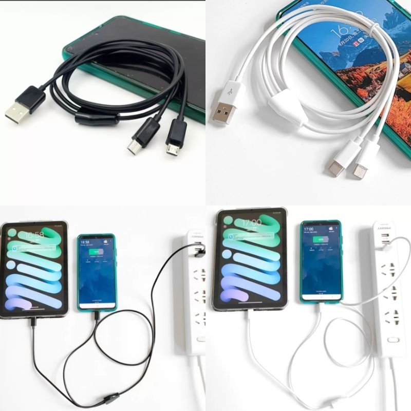 Dây cáp usb 2in1 Type C, Micro. Truyền dữ liệu + Sạc Pin 1m