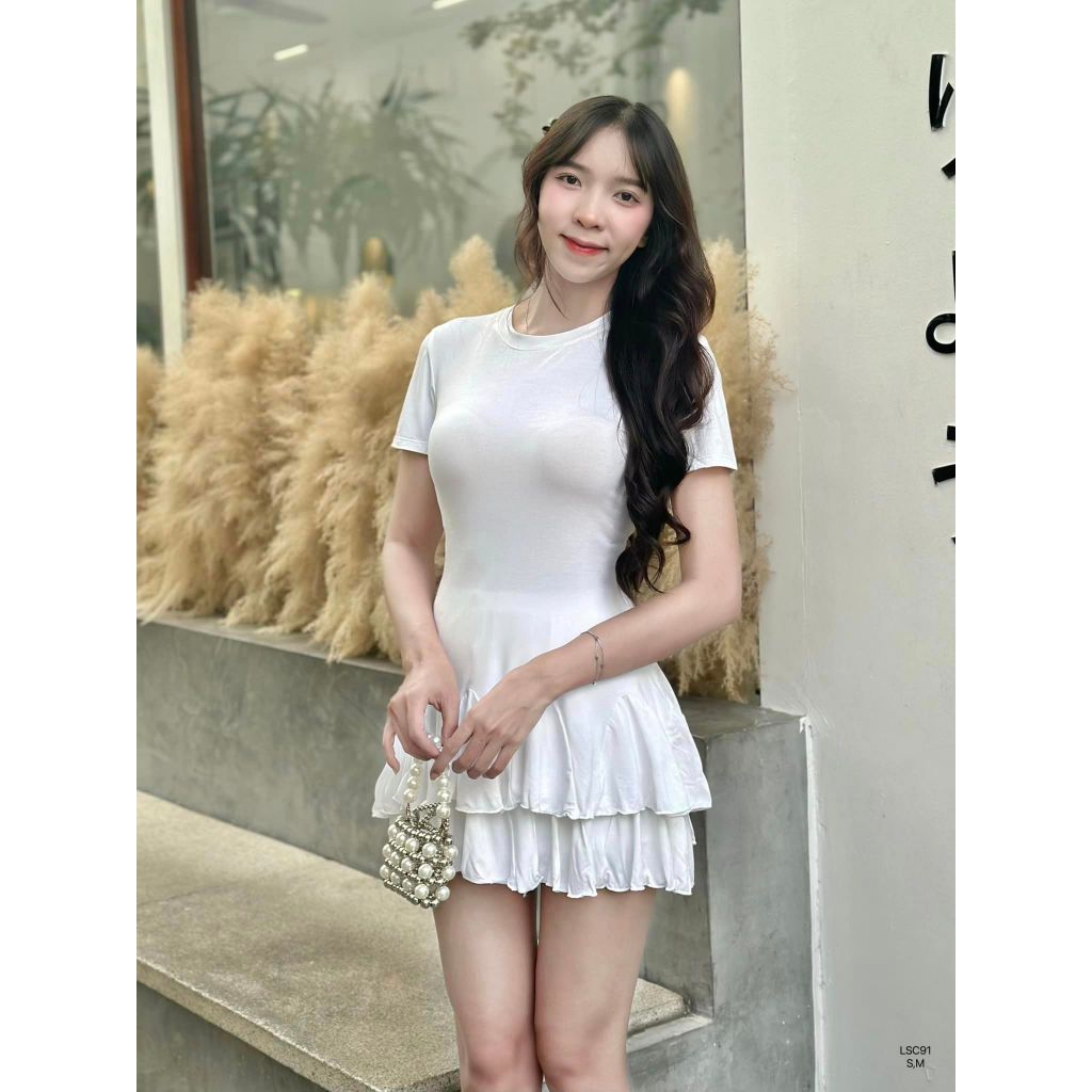 Set áo body thun chân váy line bèo tầng tôn dáng CHIBEST  LSC91