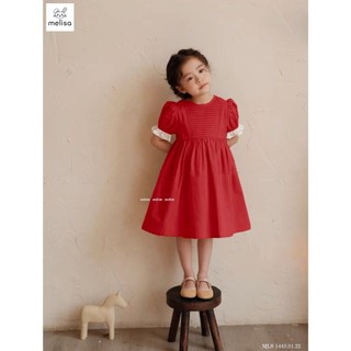 Đầm đỏ bé gái pastel váy phồng