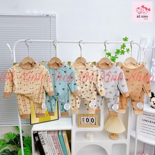 Set đồ bộ dài tay cổ 3p cho bé trai bé gáibộ quần áo tay dài cổ lọ 3p giữ nhiệt cho bé trai gái 3p bo nút 2