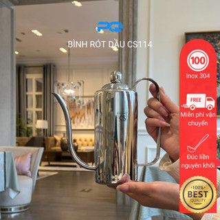 Ca ấm rót dầu ăn inox 304, nồi đựng nước, bình dầu ăn thừa chống rò rỉ 800ml