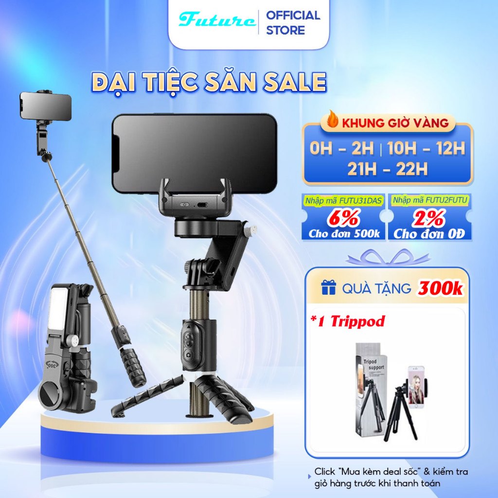 Gimbal Q18, gậy quay video gimbal chống rung điện thoại tích hợp công nghệ AI chuyển động theo khuôn mặt, có thể kéo dài