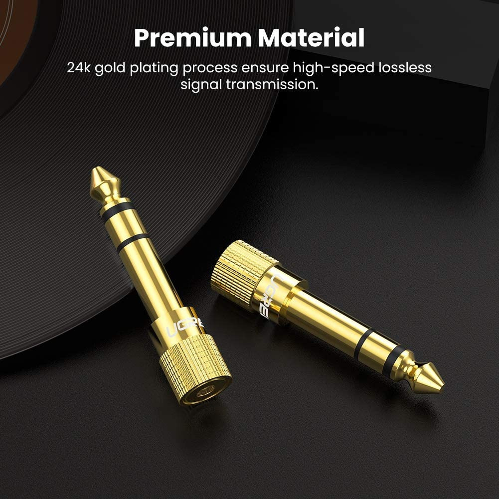 Đầu Jack chuyển 6.5mm sang 3.5mm và 3.5ly sang 6.5ly Ugreen đầu mạ vàng, chuyển đổi âm thanh mượt mà