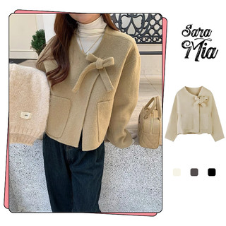 Áo khoác dạ tweed dáng ngắn cho nữ khoác dạ tiểu thư cổ tròn tay dài Hàn Quốc Q6