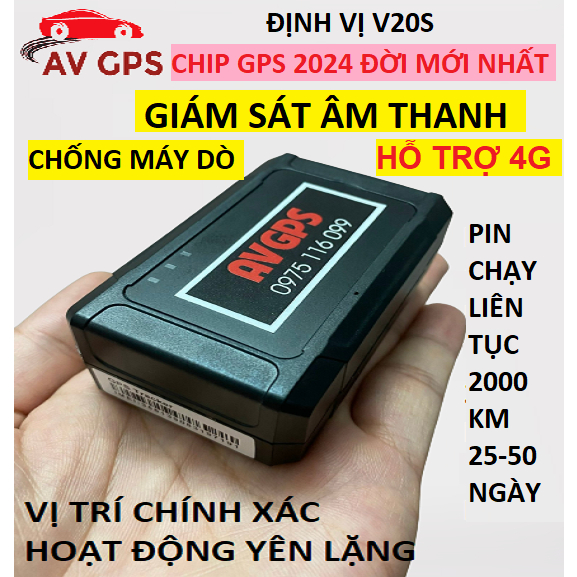 Thiết bị định vị không dây ô tô xe máy V20S, V20+ chip thế hệ mới, pin 25-50 ngày, chính xác cực cao