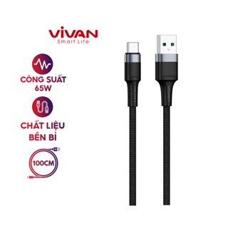 [BH 1 Năm] Cáp sạc siêu nhanh VIVAN VQC100S ĐEN Type-C, Công Suất 65W - Phiên Bản Nâng Cấp - HÀNG CHÍNH HÃNG