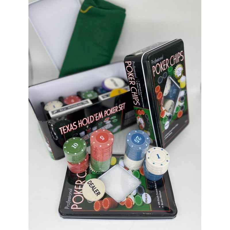Set 200 chip poker có hộp / set 100 phỉnh poker có hộp chơi tài sửu