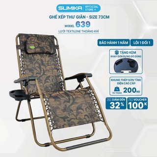 Ghế xếp thư giãn SUMIKA 639, lưới Textilene thoáng khí, chiều rộng 73cm, tải trọng 300kg