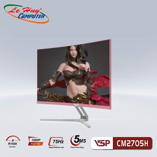 Màn hình máy tính cong VSP CM2705H FullHD 75Hz Hồng
