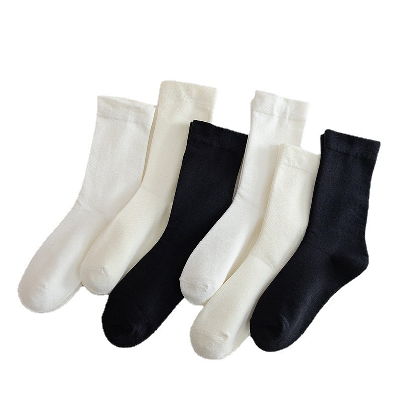 Tất Cổ Cao Nữ，Vớ cotton Cổ Cao Nữ Hàn Quốc Gân Trơn Nhiều Màu Đẹp TATNU09