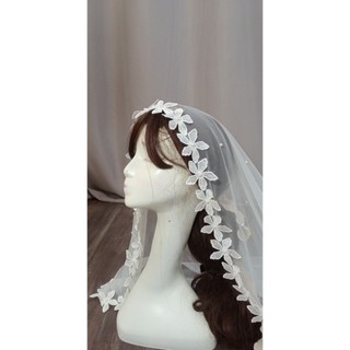 Voan cô dâu dài, Lúp cô dâu dài. Lúp Voan cô dâu ren hoa LVFP2311304, Voan cưới hàng Handmade số lượng có hạn