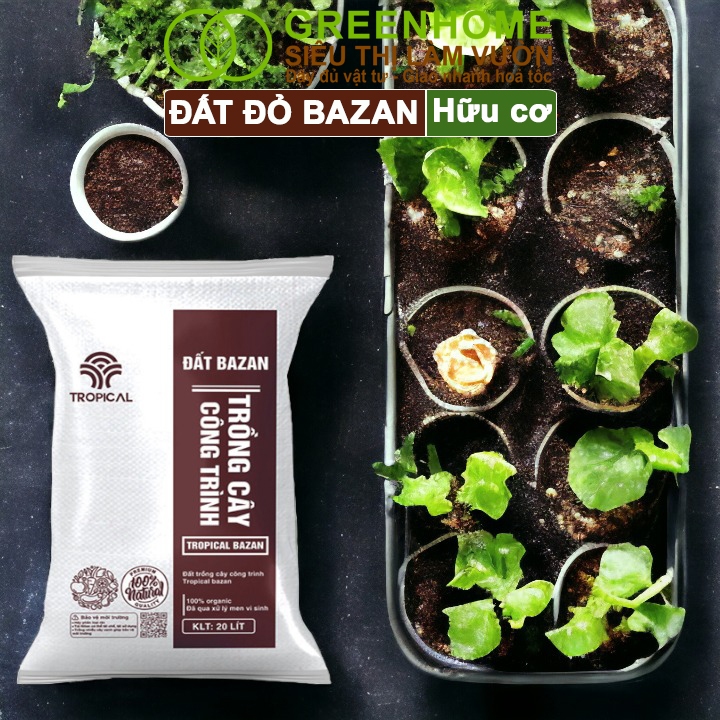 Đất Đỏ Bazan Greenhome, Bao 6kg, Đất Trồng Cây, Bổ Sung Phân Hữu Cơ, Vi Sinh Trồng Hoa Hồng, Kiểng Lá, Rau Sạch