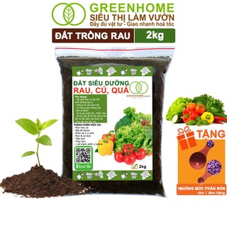 Đất Trồng Rau Greenhome, Bao 2kg, Hữu Cơ, Trộn Sẵn, Tiện Lợi, Đầy Đủ Dinh Dưỡng, Chuyên Cho Rau