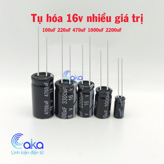 Tụ hóa 16v 100uf 220uf 470uf 1000uf 2200uf 2 chân cắm xuyên lỗ