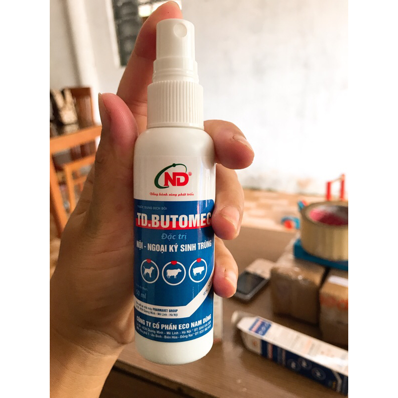 TD BUTOMEC 50ml xịt ve, ghẻ, rận, bọ chét trên chó, mèo, trâu bò