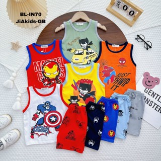 9-27kg Bộ Ba Lỗ COTTON 100% MINKY MOM In Hình Phong Cách Siêu Anh Hùng Cho Bé Đi Học Đi Chơi BL-IN70