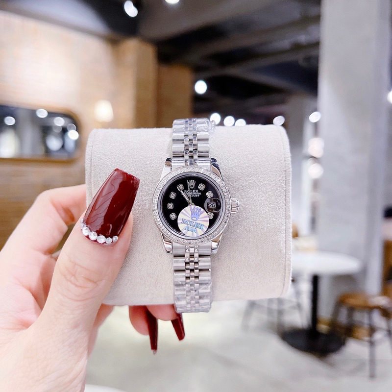 Đồng hồ nữ Rolexx mặt tròn đính đá siz 28mm