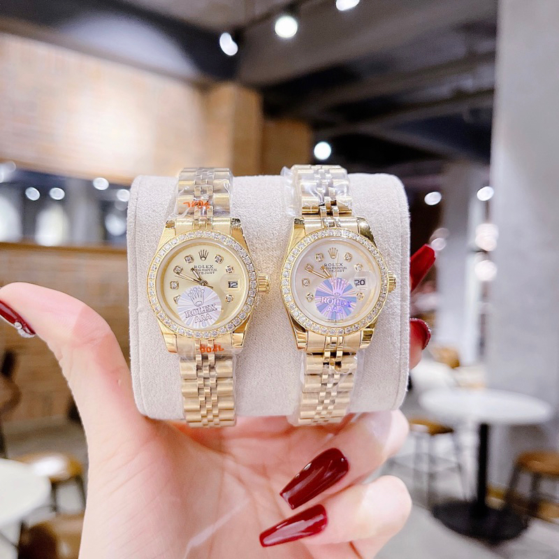 Đồng hồ nữ Rolexx mặt tròn đính đá siz 28mm