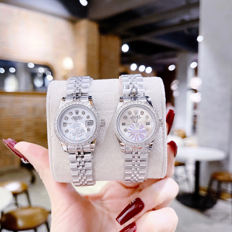 Đồng hồ nữ Rolexx mặt tròn đính đá siz 28mm