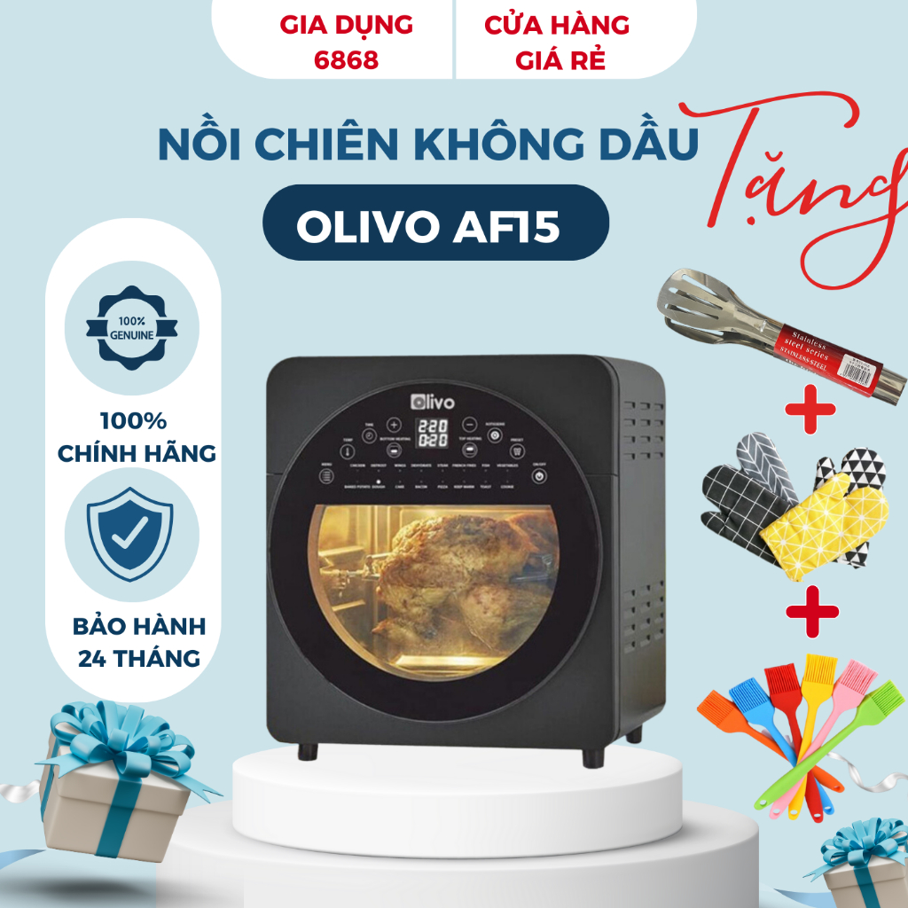 Nồi Chiên Không Dầu OLIVO AF15 - 16 Chức Năng - Dung Tích 15L - Công Suất 2000W