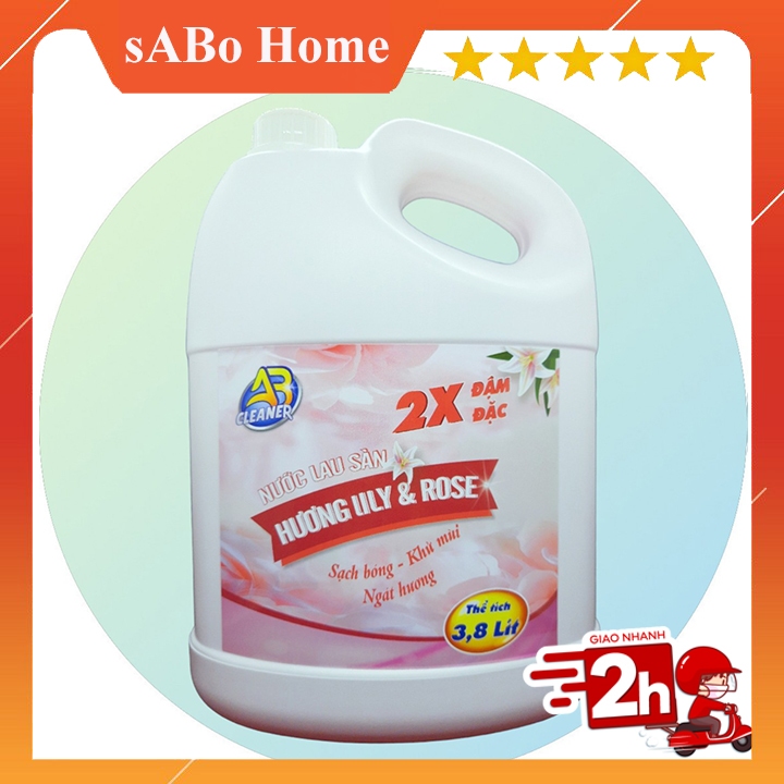 Nước lau sàn AB CLEANER hương Lily & Rose chiết xuất thiên nhiên giúp sàn nhà sáng bóng và ngát hương thơm - Can 3,8 Lít