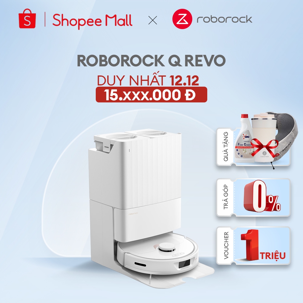 Robot hút bụi lau nhà Roborock Q Revo Tự động giặt giẻ, Tự động đổ rác, Lực hút 5500 PA, Bảo hành 24 tháng