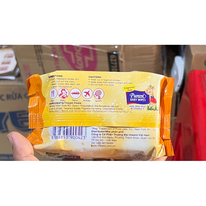 Khăn ướt Pureen chính hãng cao cấp không mùi đảm bảo an toàn cho bé Baby
