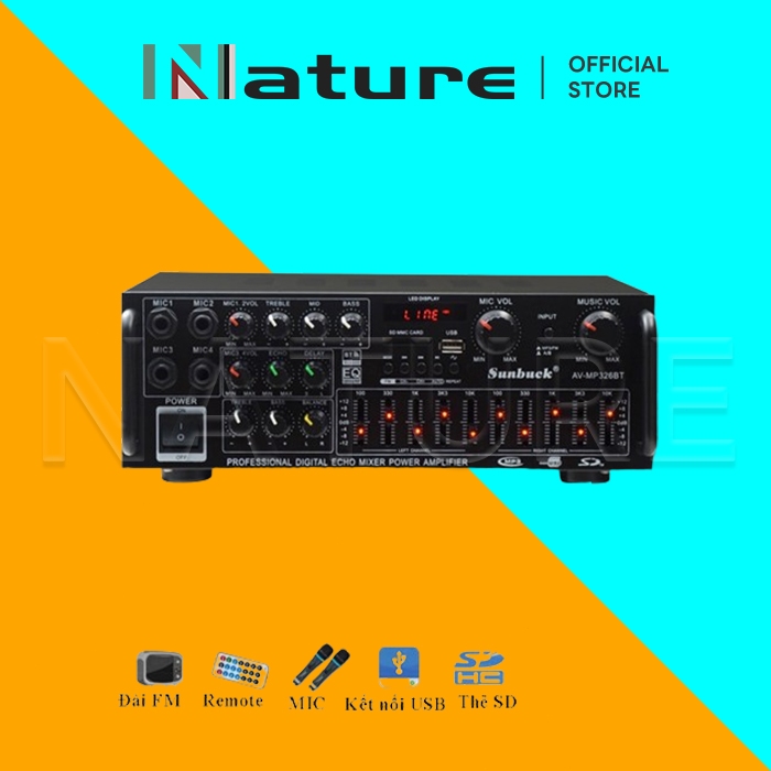 Amly karaoke Sunbuck 326BT hàng chuẩn (cổng 12v, 220v, có bluetooth)