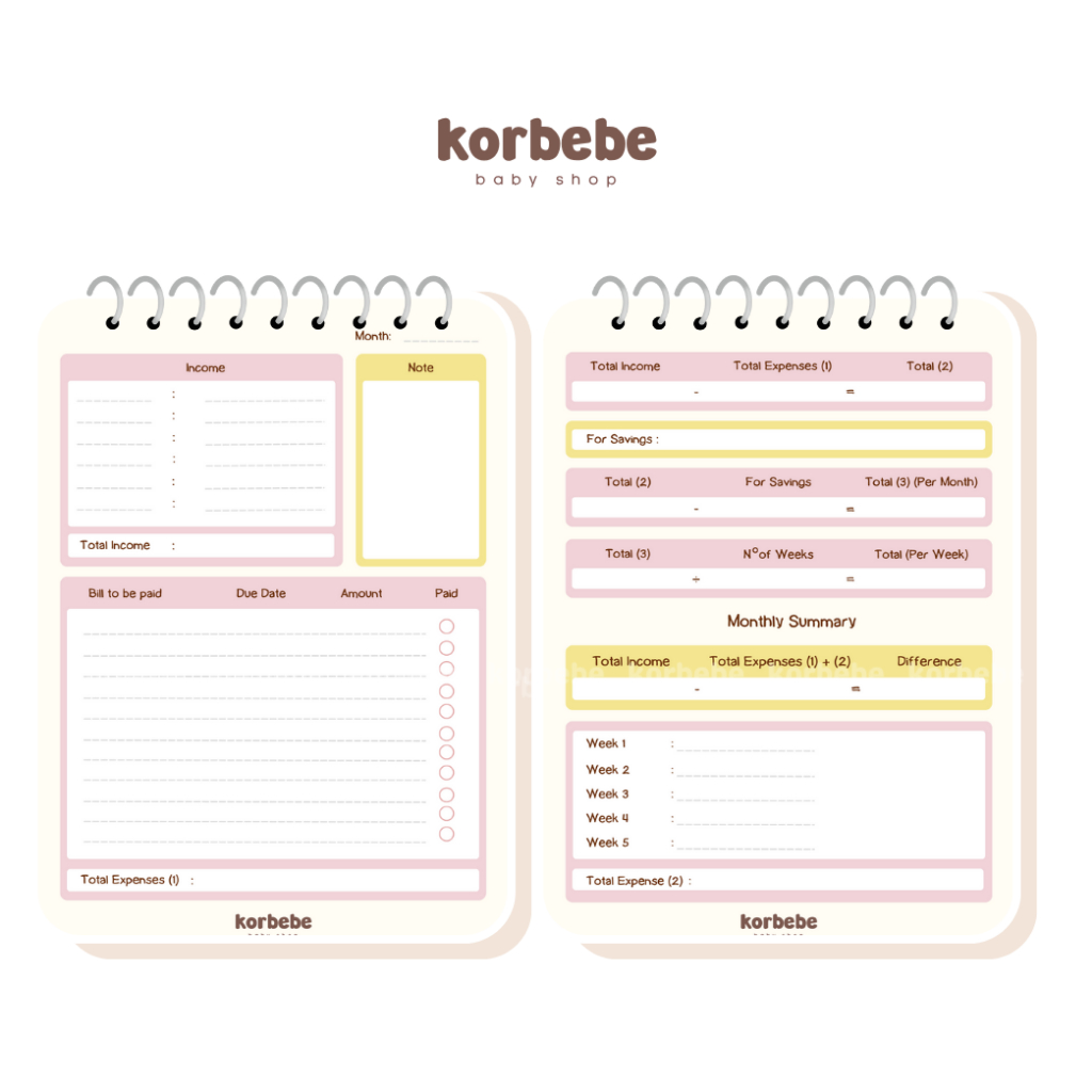 Sổ tay quản lý chi tiêu hàng ngày - A6 korbebe