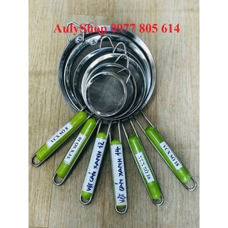 Rây lọc bột inox cán xanh 2 lớp, rây lọc cua, dụng cụ lọc, lọc inox cán xanh nhiều cỡ